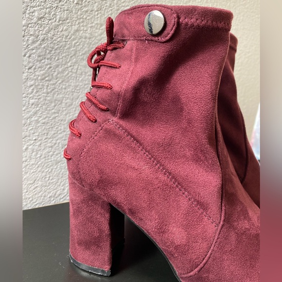 Maroon Suede Booties - Picture 3 of 11